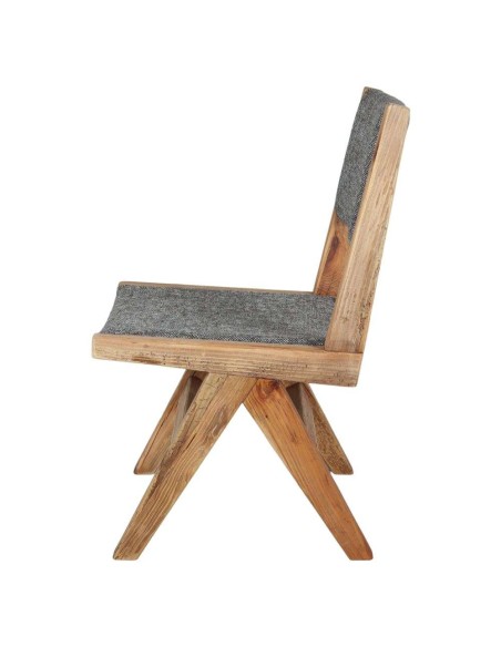 Silla TAMUL, Madera Reciclada / Textil Negro. Vackart