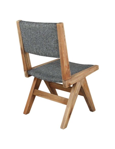 Silla TAMUL, Madera Reciclada / Textil Negro. Vackart