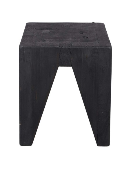 Taburete Bajo SURAT, Madera Reciclada Negra. Vackart