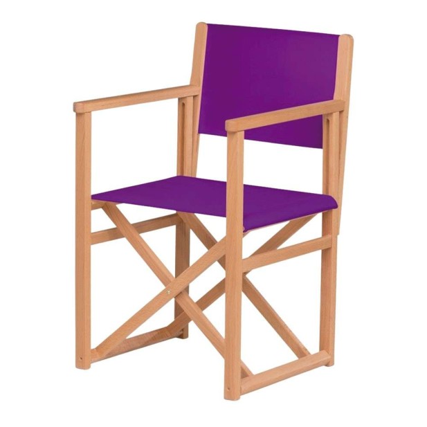 Silla Plegable MALLORQUÍN, Madera Natural / Textil Morado. Vackart