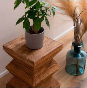 Taburete bajo ADALIS, Madera Reciclada Natural. Vackart 2