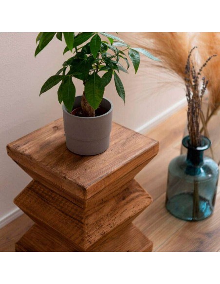 Taburete bajo ADALIS, Madera Reciclada Natural. Vackart