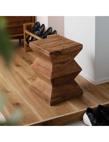 Taburete bajo ADALIS, Madera Reciclada Natural. Vackart