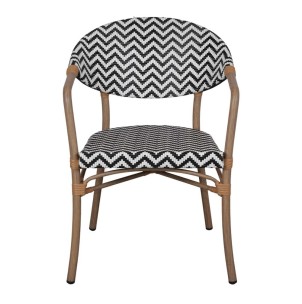 Silla Exterior LUNGO, Ratán Sintético Negro / Metal Bambú. Vackart 2