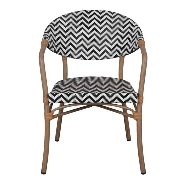 Silla Exterior LUNGO, Ratán Sintético Negro / Metal Bambú. Vackart