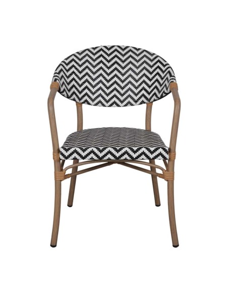 Silla Exterior LUNGO, Ratán Sintético Negro / Metal Bambú. Vackart