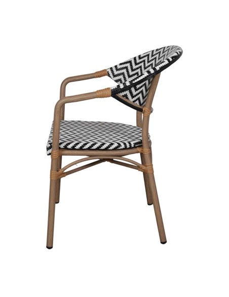 Silla Exterior LUNGO, Ratán Sintético Negro / Metal Bambú. Vackart