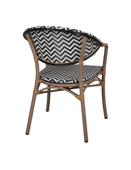 Silla Exterior LUNGO, Ratán Sintético Negro / Metal Bambú. Vackart