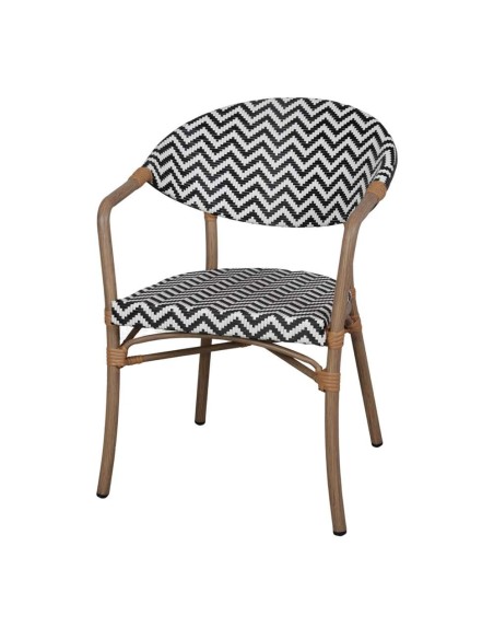 Silla Exterior LUNGO, Ratán Sintético Negro / Metal Bambú. Vackart