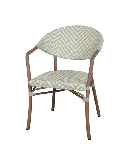 Silla Exterior LUNGO, Ratán Sintético Aqua / Metal Bambú. Vackart
