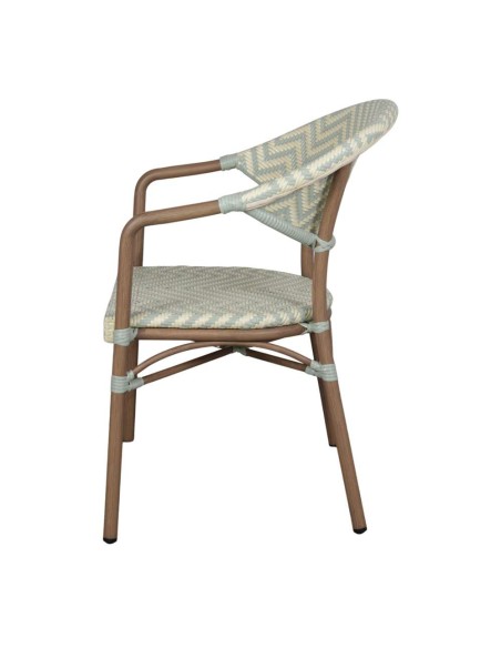 Silla Exterior LUNGO, Ratán Sintético Aqua / Metal Bambú. Vackart