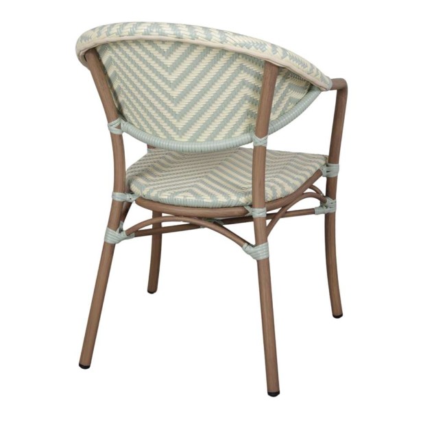 Silla Exterior LUNGO, Ratán Sintético Aqua / Metal Bambú. Vackart