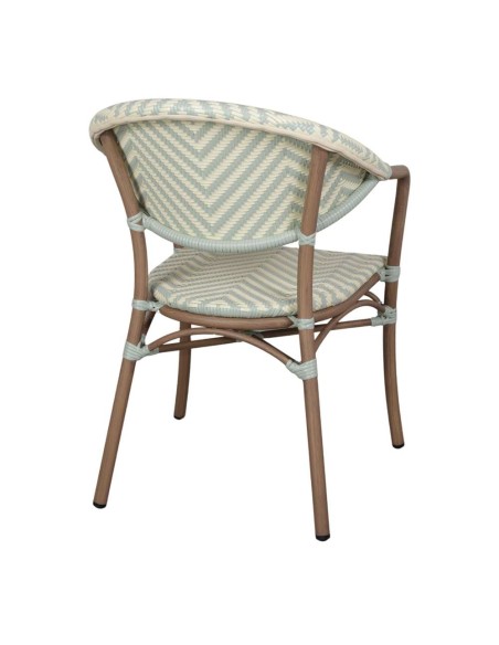 Silla Exterior LUNGO, Ratán Sintético Aqua / Metal Bambú. Vackart