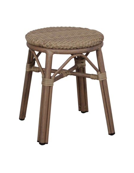 Taburete Bajo LOBBY, Ratán Sintético / Metal Bambú. Vackart