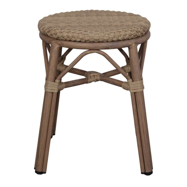 Taburete Bajo LOBBY, Ratán Sintético / Metal Bambú. Vackart