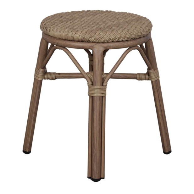Taburete Bajo LOBBY, Ratán Sintético / Metal Bambú. Vackart