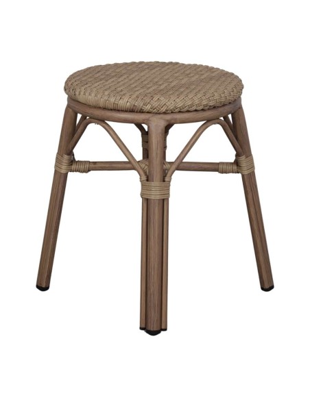 Taburete Bajo LOBBY, Ratán Sintético / Metal Bambú. Vackart