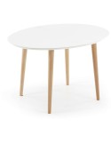 Mesa extensible OQUI ovalada 120(200)x90 cm, natural y blanco - Kave Home