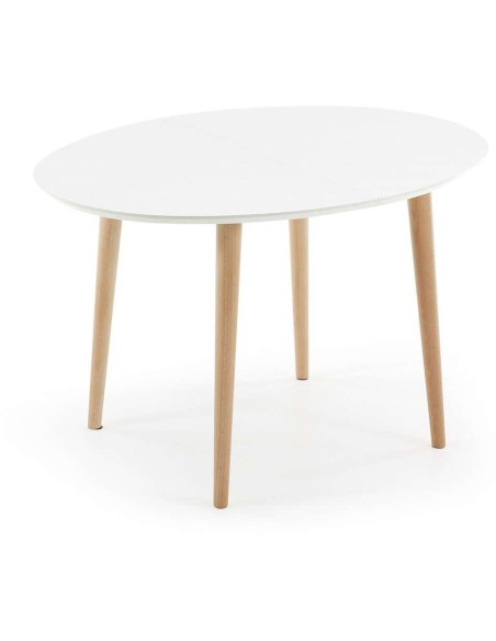 Mesa extensible OQUI ovalada 120(200)x90 cm, natural y blanco- Kave Home, Vackart