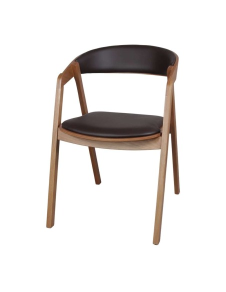 Silla BORMY, Madera Natural / PU Negro. Vackart