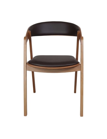 Silla BORMY, Madera Natural / PU Negro. Vackart