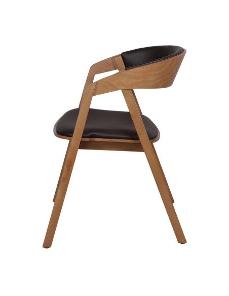 Silla BORMY, Madera Natural / PU Negro. Vackart