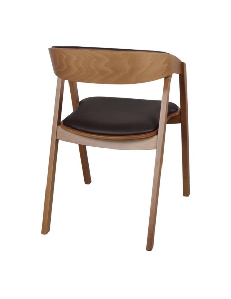 Silla BORMY, Madera Natural / PU Negro. Vackart