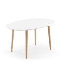 Mesa extensible OQUI ovalada 140(220)x90 cm, blanco y natural - Kave Home