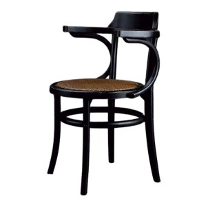 Silla con Brazos POMPEYA, Madera Negra / Ratán Natural - Vackart. Las más exclusivas y modernas sillas de diseño nórdico en Vackart, tu tienda diseño online.