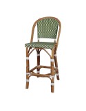 Taburete Alto ABEYA 73 cm, Ratán Natural / Sintético Verde