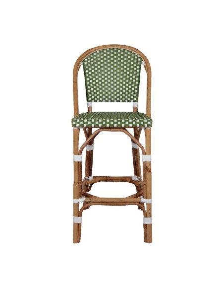 Taburete Alto ABEYA 73 cm, Ratán Natural / Sintético Verde . Vackart
