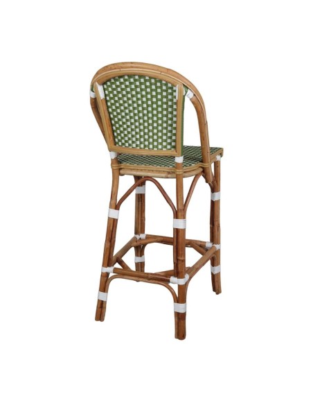 Taburete Alto ABEYA 73 cm, Ratán Natural / Sintético Verde . Vackart