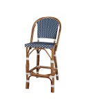 Taburete Alto ABEYA 73 cm, Ratán Natural / Sintético Azul