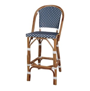 Taburete Alto ABEYA 73 cm, Ratán Natural / Sintético Azul - Vackart. Las más exclusivas y modernas sillas de diseño nórdico en Vackart, tu tienda diseño online.