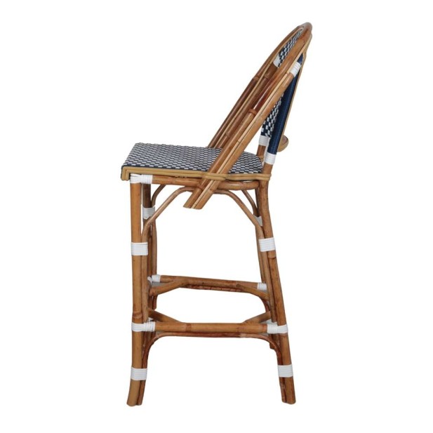 Taburete Alto ABEYA 73 cm, Ratán Natural / Sintético Azul  . Vackart Taburete Alto ABEYA 73 cm, Ratán Natural / Sintético Azul  . Vackart