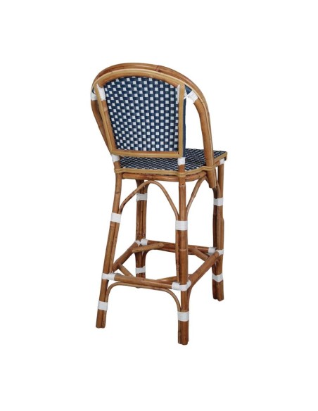 Taburete Alto ABEYA 73 cm, Ratán Natural / Sintético Azul  . Vackart