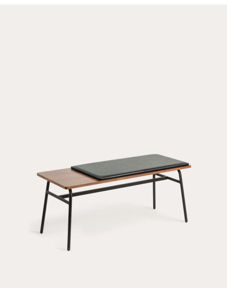 Banco Carabel, acero y chapado de nogal 100 cm - Kave Home; CC0757M46
