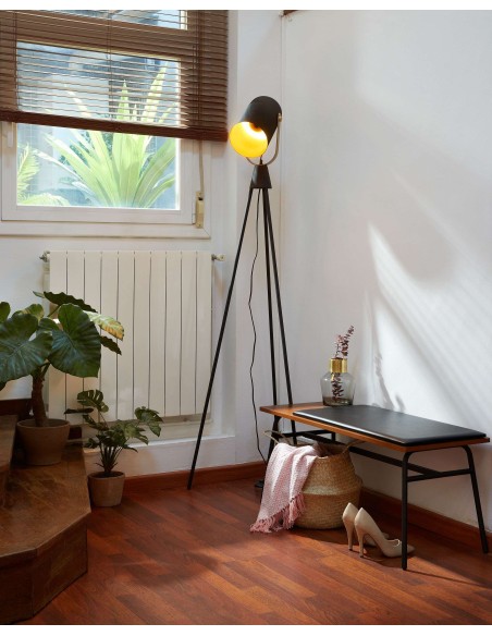 Banco Carabel, acero y chapado de nogal 100 cm - Kave Home; CC0757M46