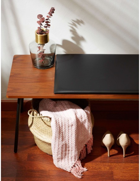 Banco Carabel, acero y chapado de nogal 100 cm - Kave Home; CC0757M46