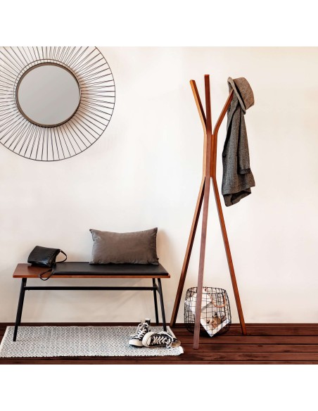 Banco Carabel, acero y chapado de nogal 100 cm - Kave Home; CC0757M46