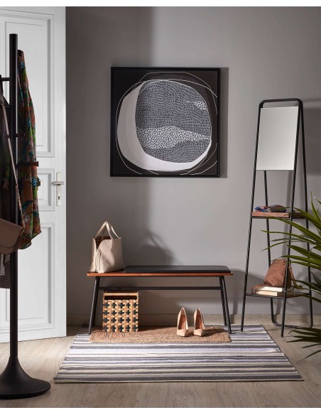 Banco Carabel, acero y chapado de nogal 100 cm - Kave Home; CC0757M46