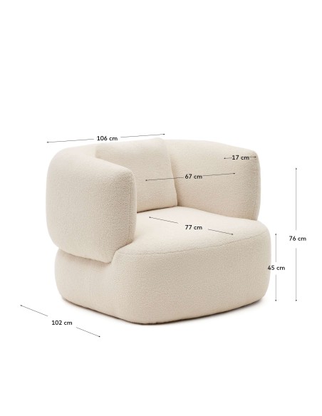 Butaca con cojín Martina de borreguito crudo - Kave Home; S83110HI39