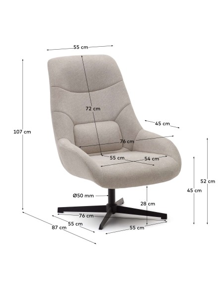 Butaca giratoria Celida, chenilla beige - Kave Home; S0900008BF12