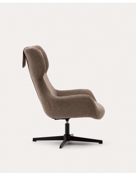 Butaca giratoria Zalina, chenilla marrón, acero Kave Home S0900005BF11