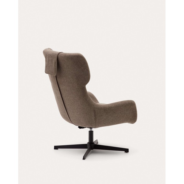 Butaca giratoria Zalina, chenilla marrón, acero Kave Home S0900005BF11