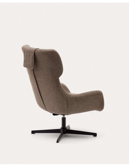 Butaca giratoria Zalina, chenilla marrón, acero Kave Home S0900005BF11