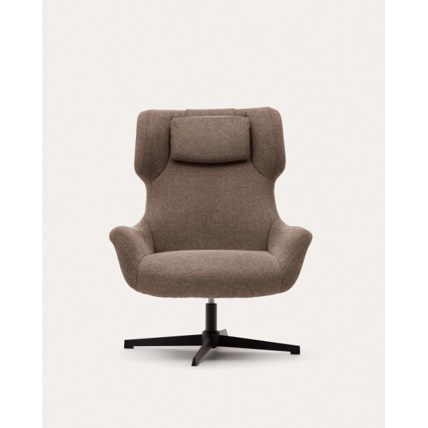 Butaca giratoria Zalina, chenilla marrón, acero Kave Home S0900005BF11