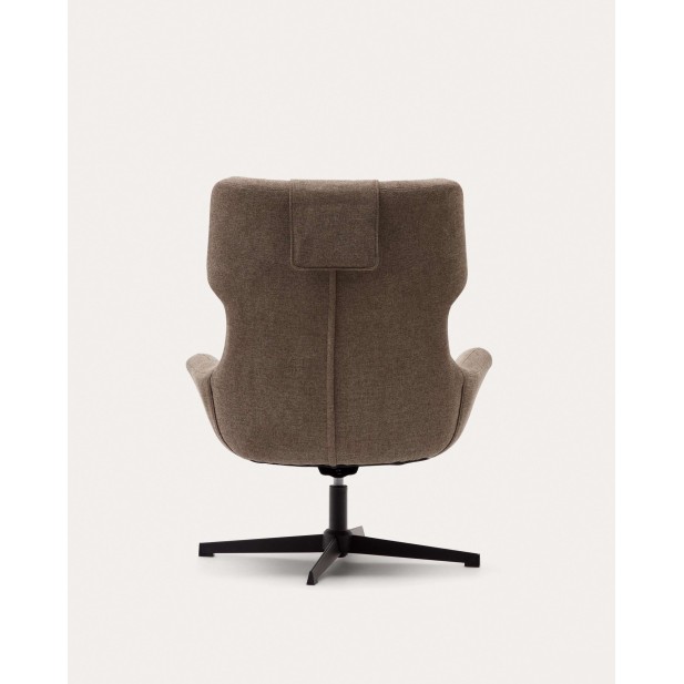 Butaca giratoria Zalina, chenilla marrón, acero Kave Home S0900005BF11