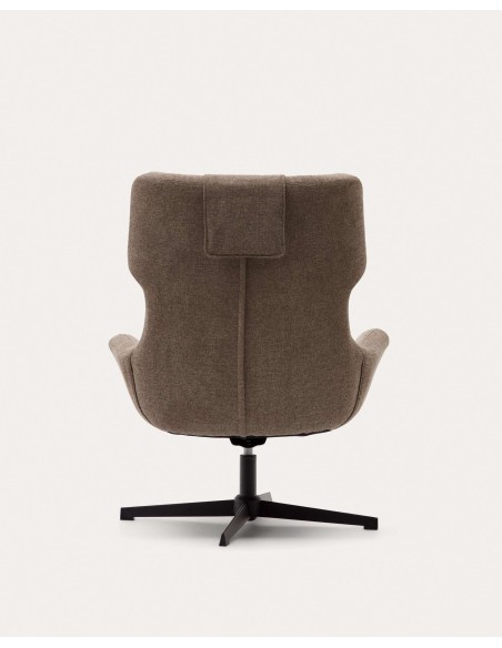 Butaca giratoria Zalina, chenilla marrón, acero Kave Home S0900005BF11