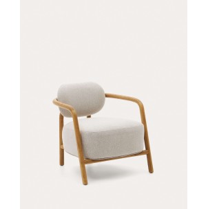 Butaca Melqui beige, roble acabado natural - Kave Home; S0900039JJ12